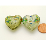 PV-lot-73 perles verre vertes coeur