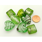 PV-lot-72 perles verre vertes noires