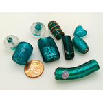 PV-lot-95 perles verre bleu vert