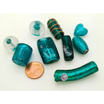 PV-lot-95 perles verre bleu vert lampwork