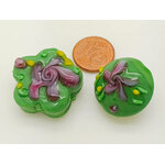 PV-lot-96 perles verre lampwork verte