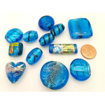 PV-lot-100 perles verre lampwork bleu vif