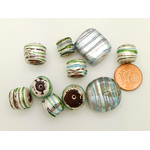 PV-lot-106 perles verre argente mix formes stries