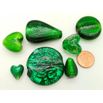 PV-lot-108 perles verre vert fonce