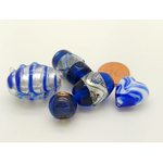 PV-lot-110 perles verre bleu fonce lampwork