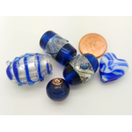 PV-lot-110 perles verre bleu fonce mix