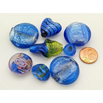 PV-lot-111 perles verre bleu fonce lampwork
