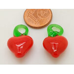 Pend-458 pendentif coeur rouge mini verre