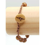 BRA12 bracelet marron perle et bouton