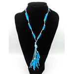COL03 collier bleu perle papier reglable