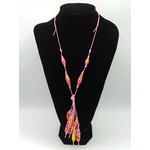 COL05 collier pendentif rose reglable