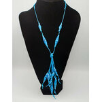 COL07 collier bleu  perle papier noeud