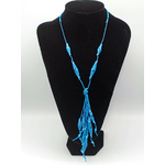 COL07 collier bleu  perle papier reglable