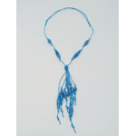 COL07 collier bleu  perle papier coton cire