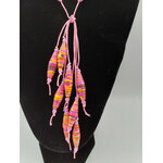 COL11 collier reglable rose perle papier