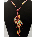 COL25 collier marron perles en papier pendentif