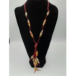 COL25 collier marron perle en papier