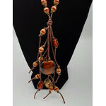 COL24 collier marron pendentif perle papier et verre