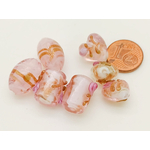PV-lot-70 perles verre lampwork roses et dorees