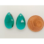 goutte 16mm vert bleu verre facette