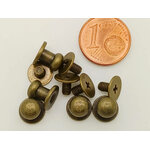 mini poignee bouton de col 8x6mm bronze cuir