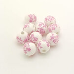 POR-33 perle porcelaine 10mm rose fleur