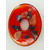 Pend-292-5 pendentif ovale plat rouge dore