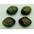 cabochon verre dichroique ovale 12x9mm 6 jaune raye