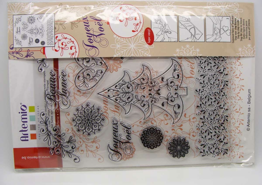 Tampons Clear stamps 12 motifs NOEL Fêtes Réveillon Artemio