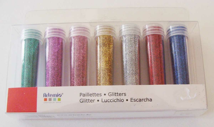 Colle pailletée 8 couleurs 20ml - Artémio référence 10005006