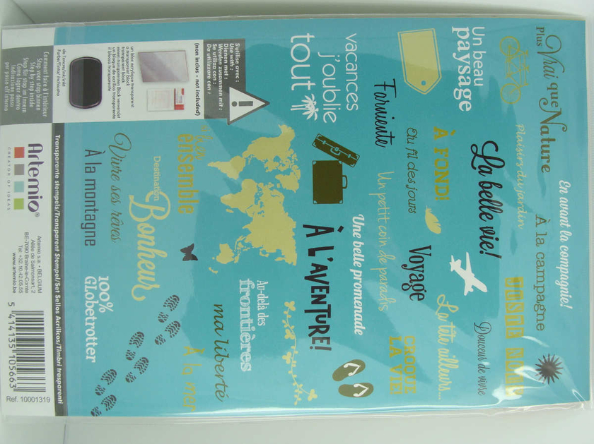 Artemio Clear Timbri In Silicone - Mots Du Voyage, Set 37 Pezzi, Tema Viaggio, Per Scrapbooking E Card Making - 4