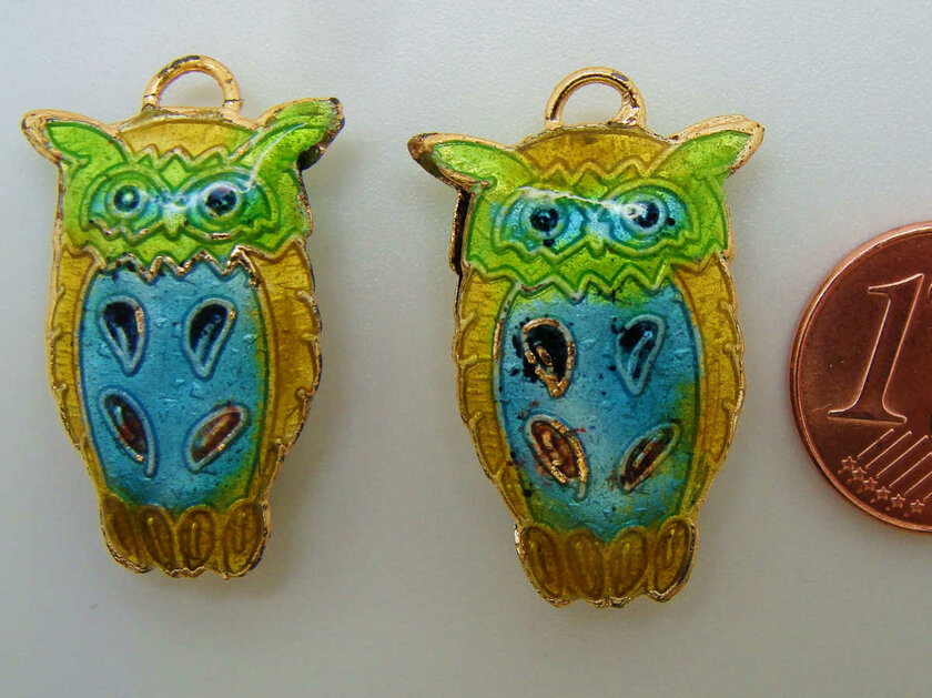 Pendentif Vintage Chouette/Hibou En Métal Doré - Style Années 80 - Occasion - Bijou Rétro