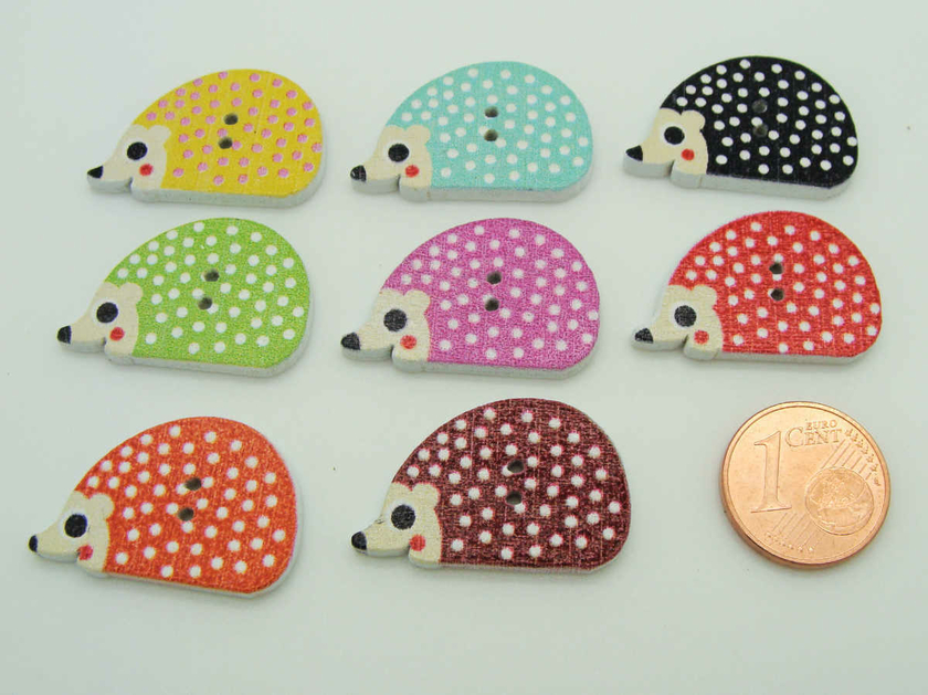 10 boutons Hérisson 25mm bois découpés mix couleurs DIY déco scrapbooking 10 boutons Hérisson 25mm bois découpés mix couleurs DIY déco scrapbooking
