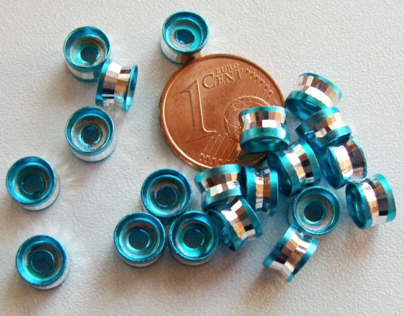 30 Perles En Aluminium Bleu Turquoise Ovale 6x9 Mm - Pour Bracelets, Colliers, Créations