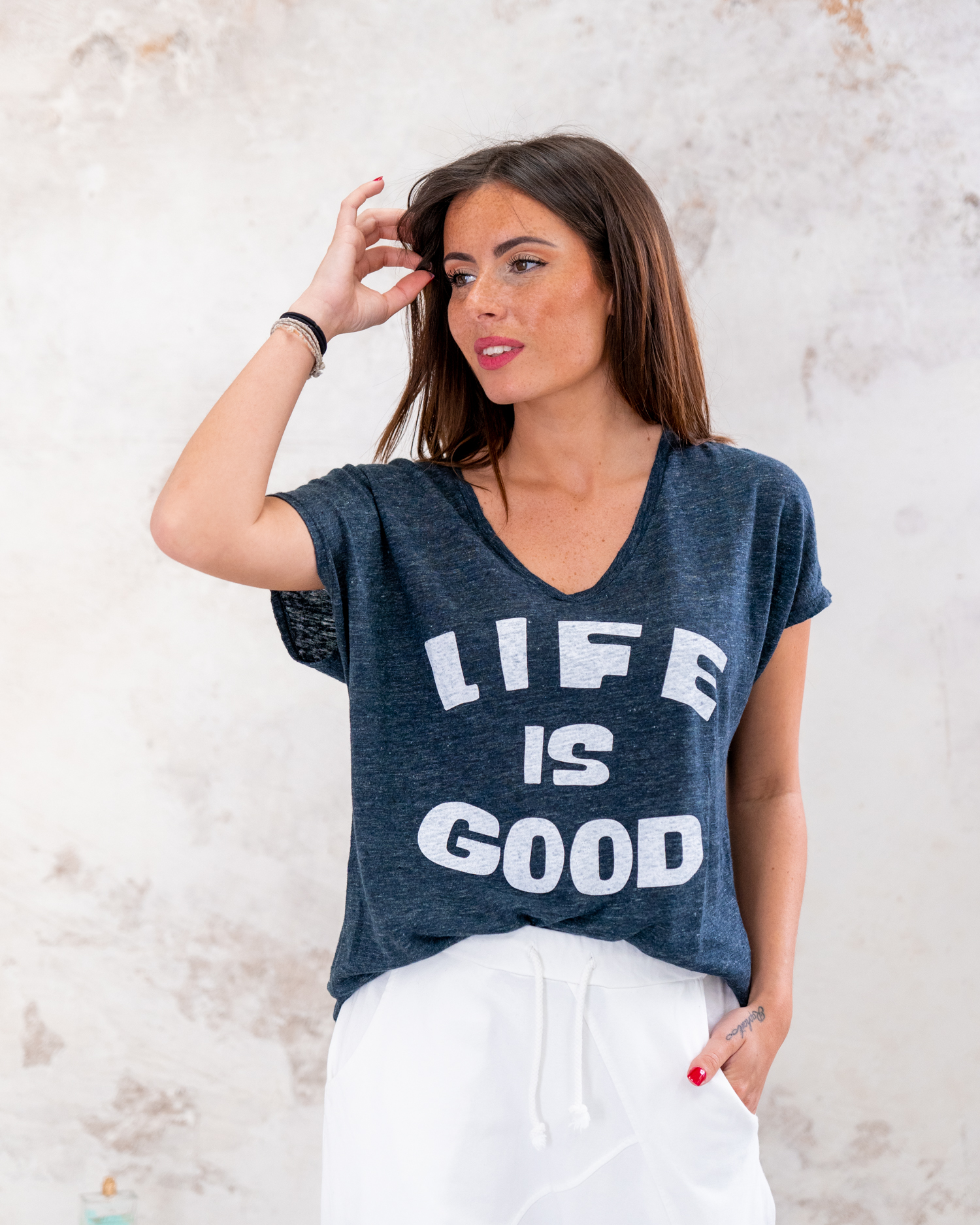 T-shirt LIFE manches courtes gris bleuté Industry