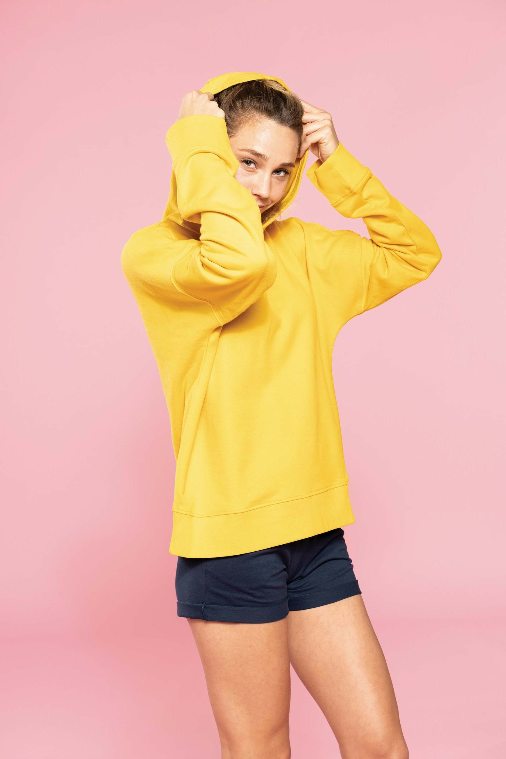 Sweat-shirt polaire pour femme jaune sans capuche Bolf HH009