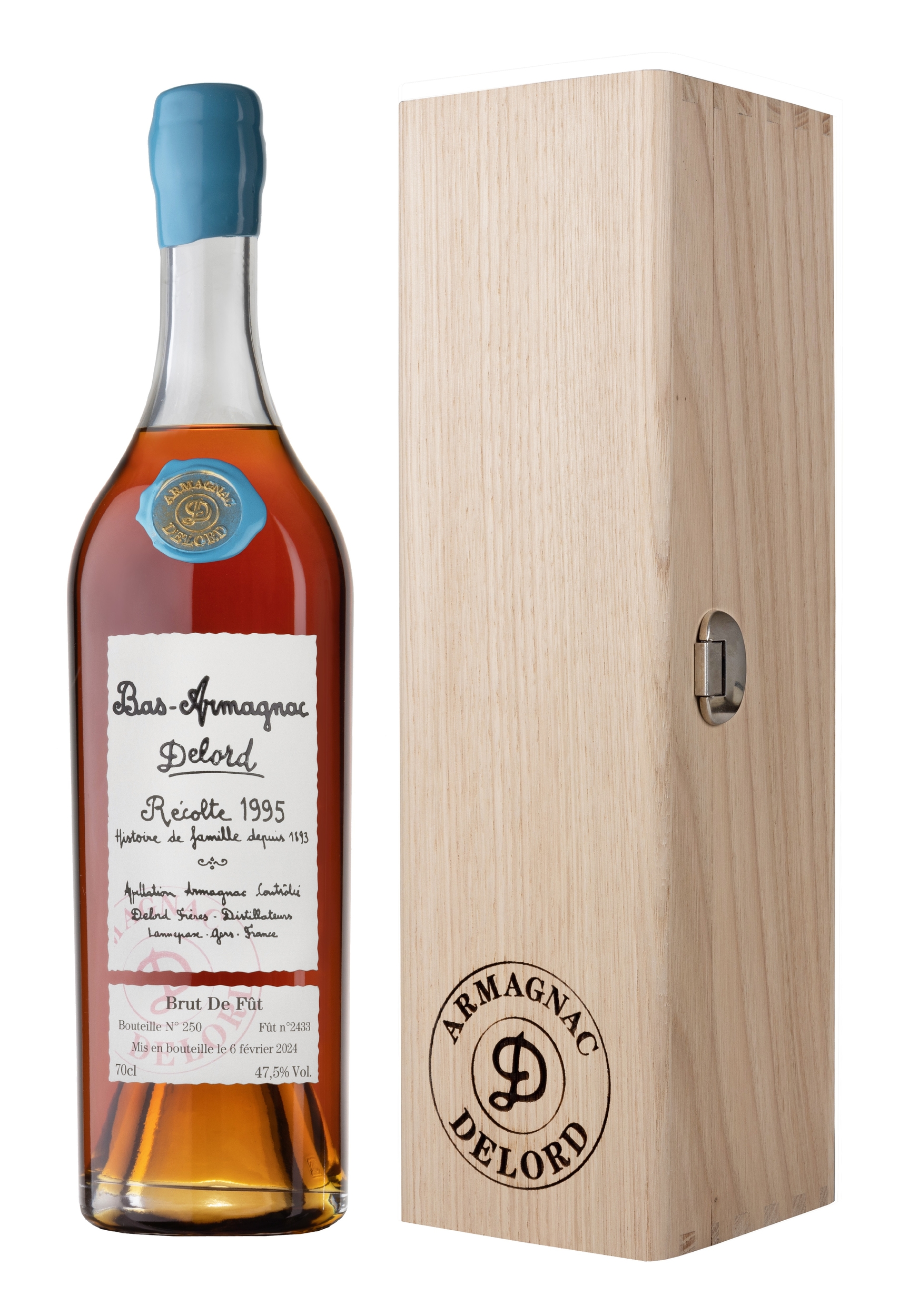 Récolte 1995 en caisse bois - Brut de fût - Armagnac Delord