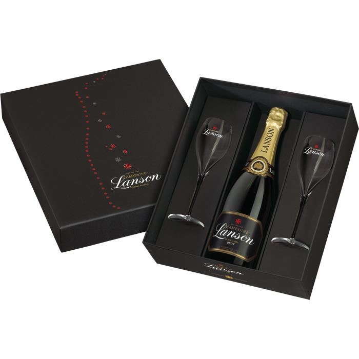 Lanson Coffret 2 flutes Champagne LANSON MAJESTY QUEEN ELISABETH II Reims France N3431 