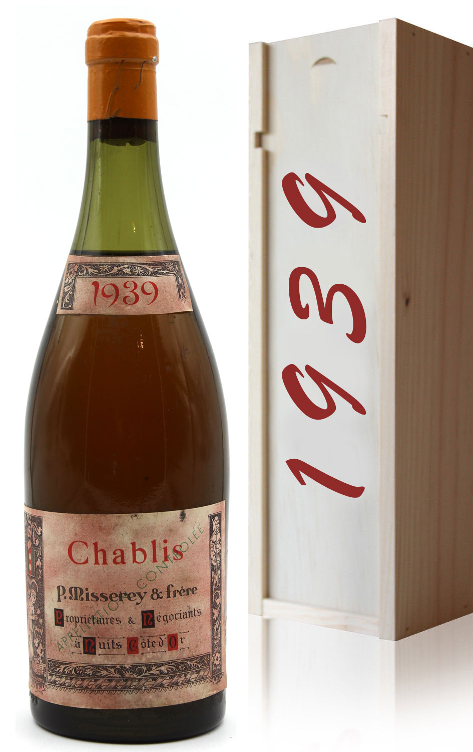 Coffret Chablis 1939 - P Misserey & Frère - Vin Blanc- 75cl - AOC - Bourgogne