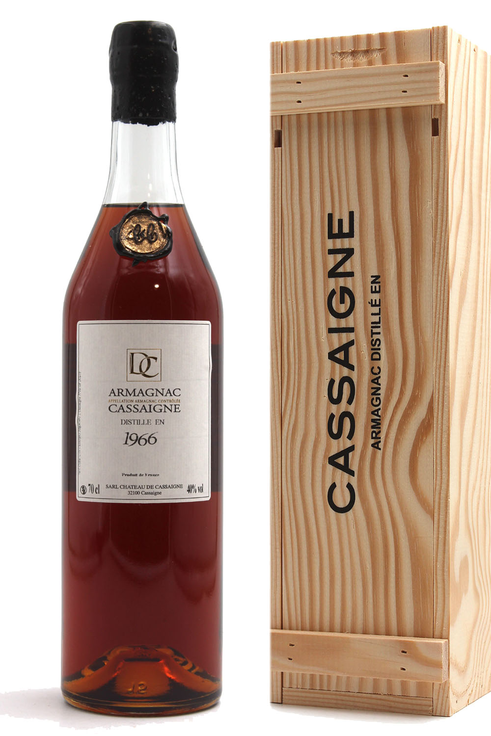 coffret Bois Armagnac Cassaigne Millésime 1966 - 70cl