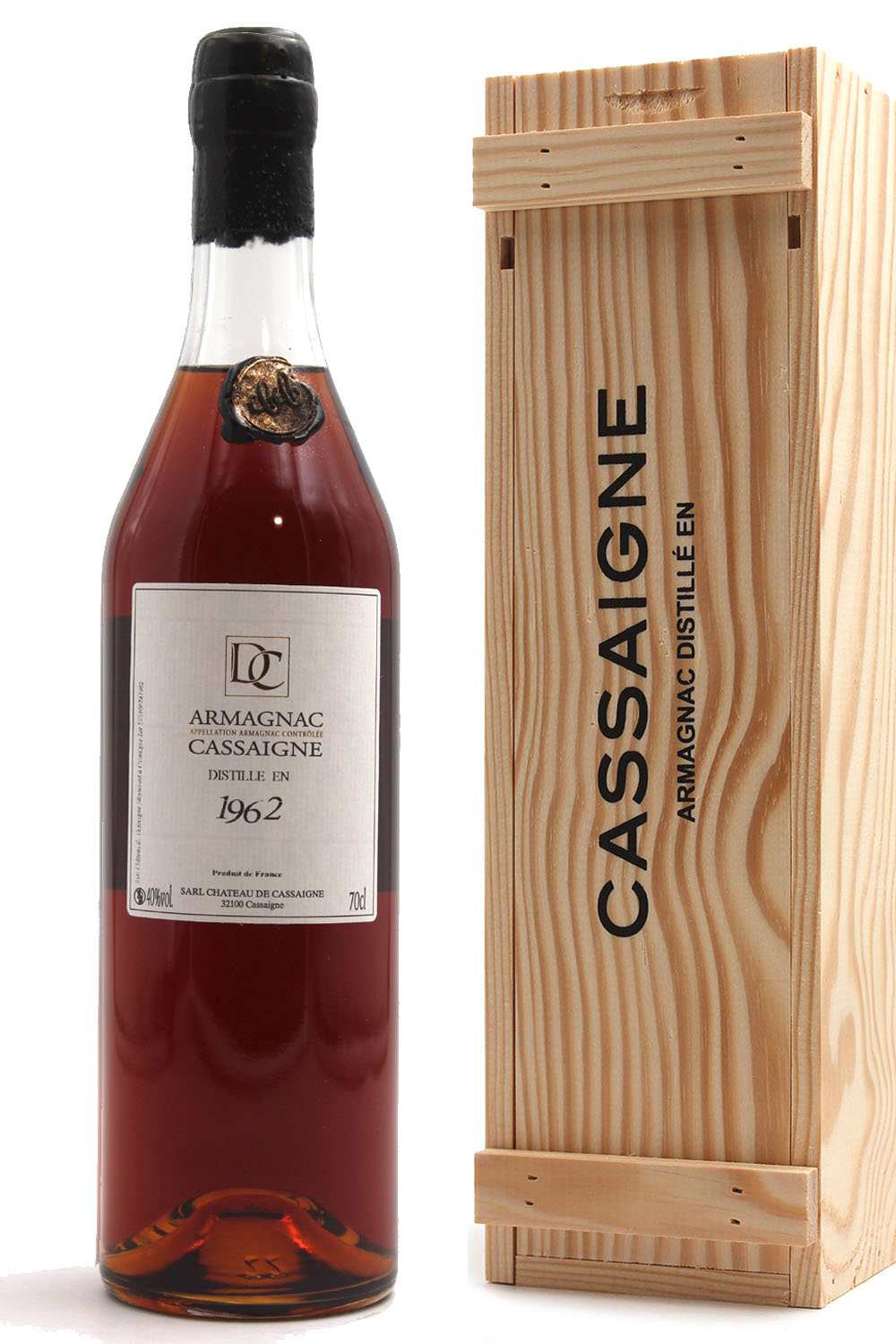 coffret Bois Armagnac Cassaigne Millésime 1962 - 70cl