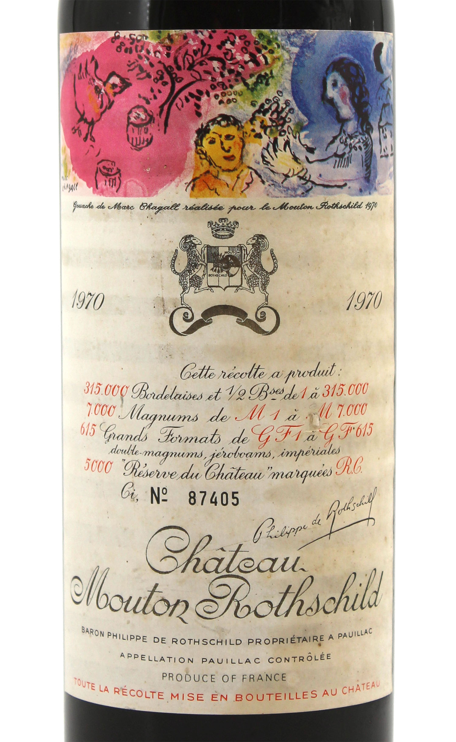 Mouton rothschild 1970 etiquette