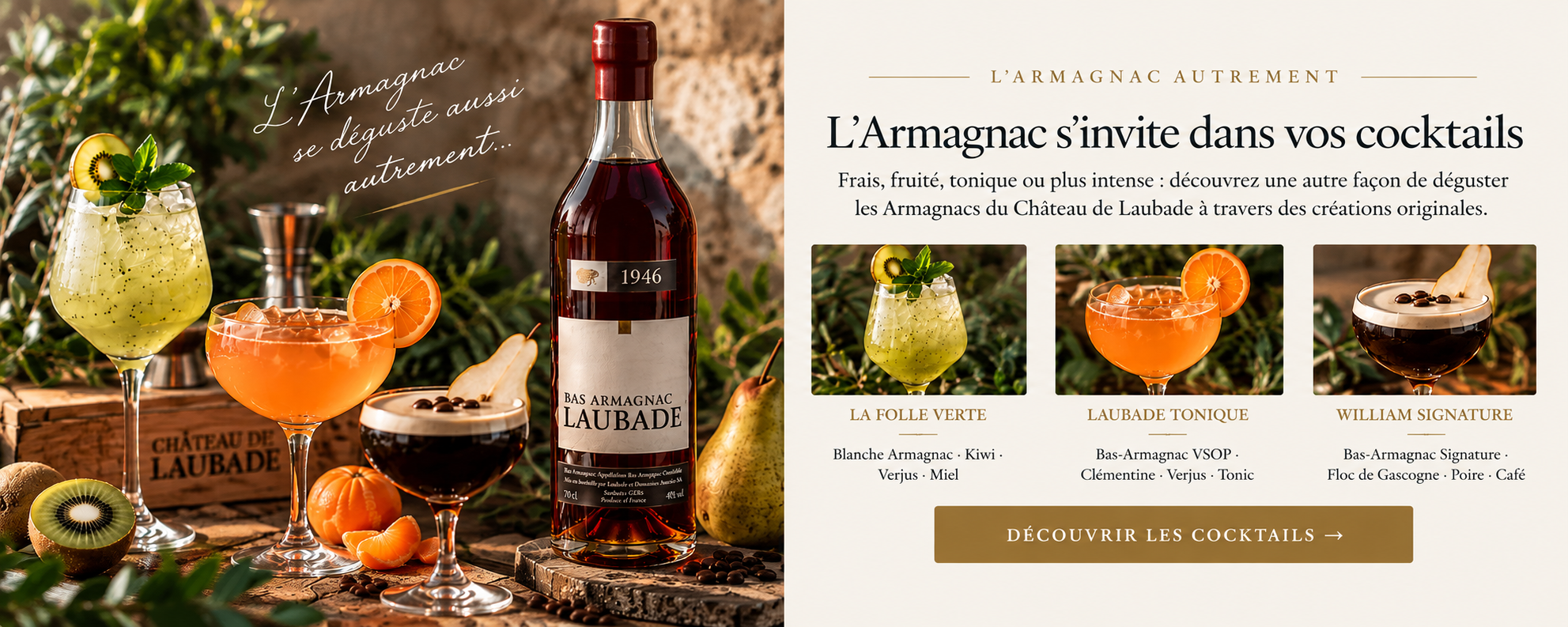 Cocktails à l'Armagnac Château de Laubade