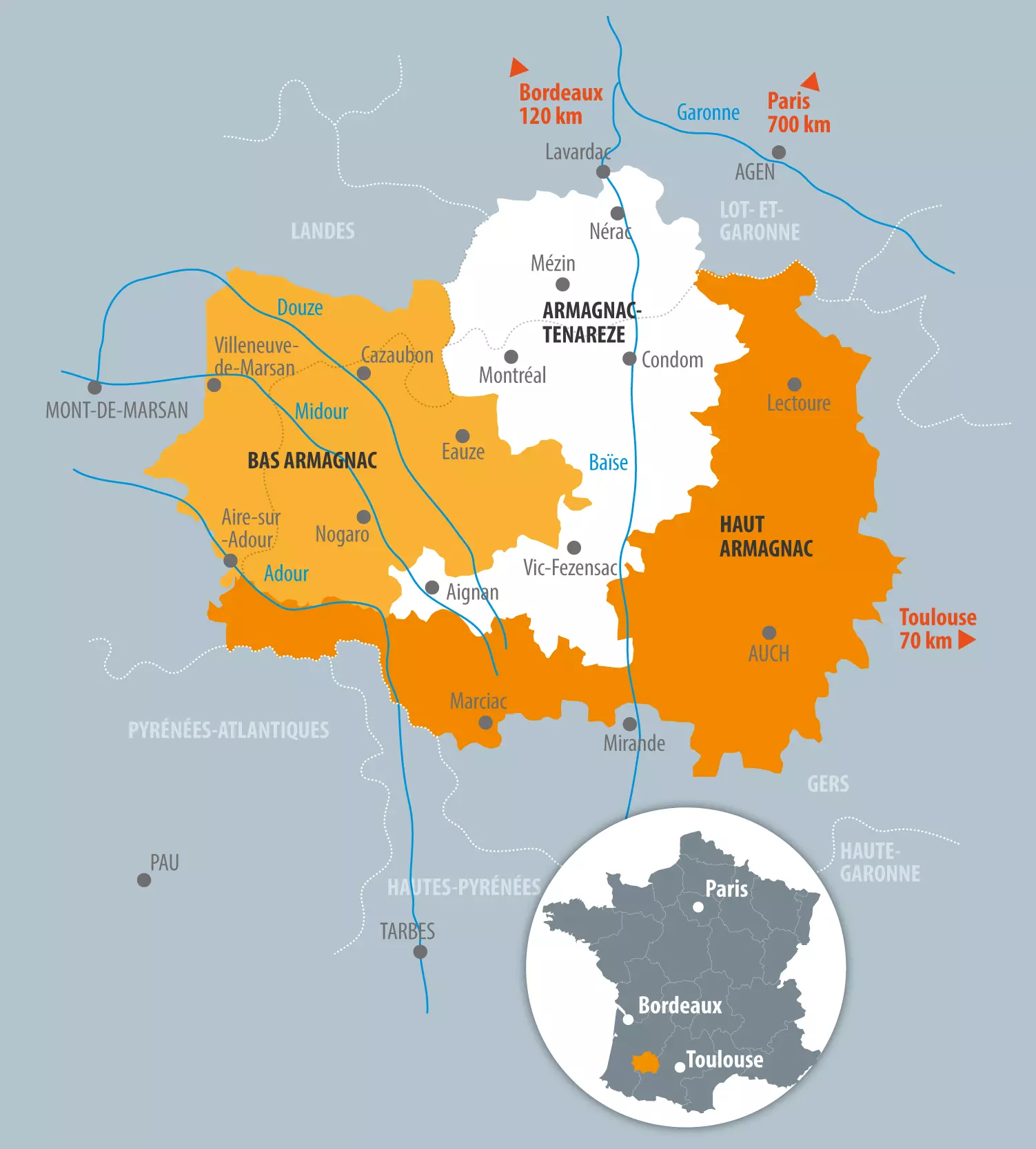 Carte des terroirs de l’Armagnac