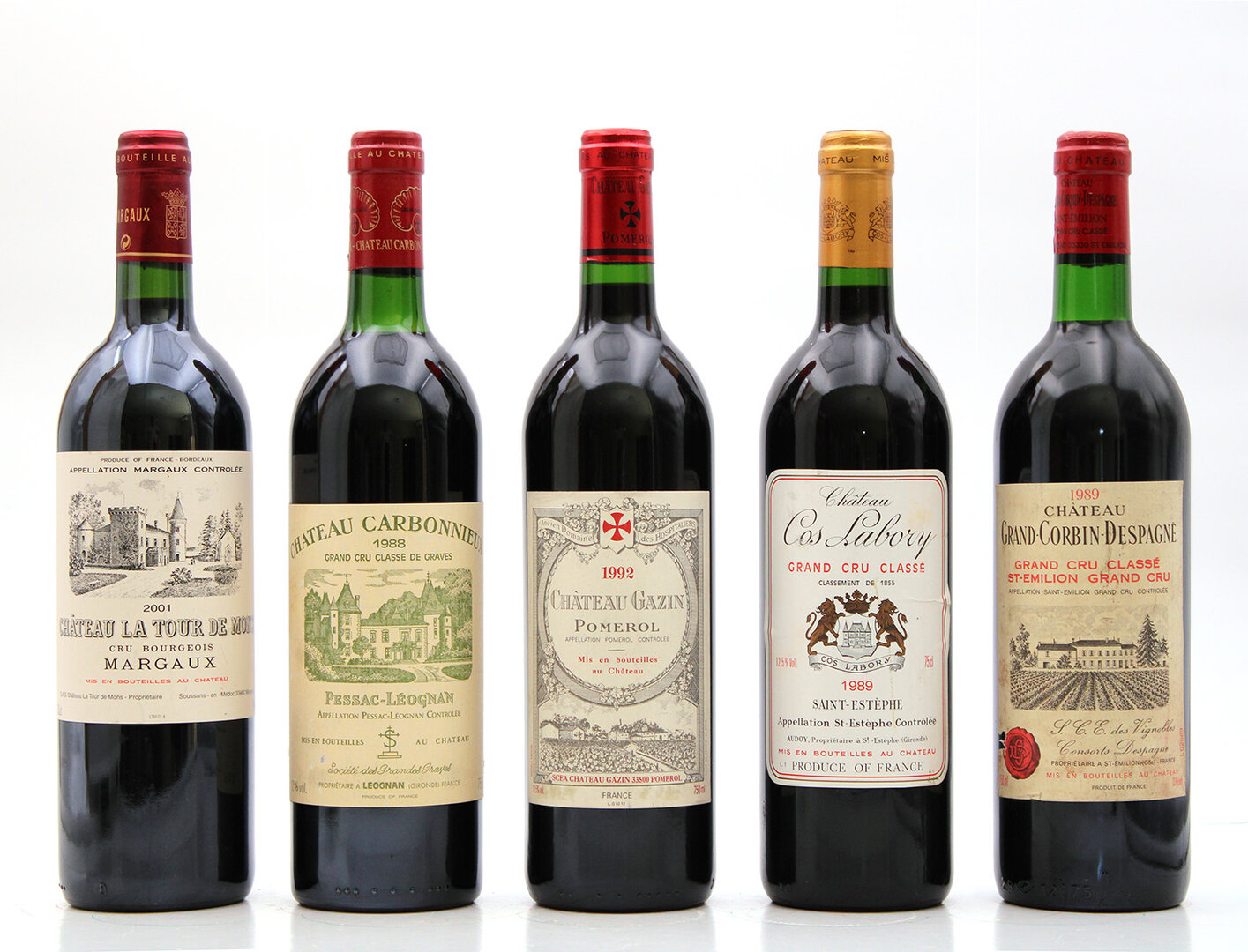 Lot de 5 Grands Crus de Bordeaux - 75cl - Stephconti