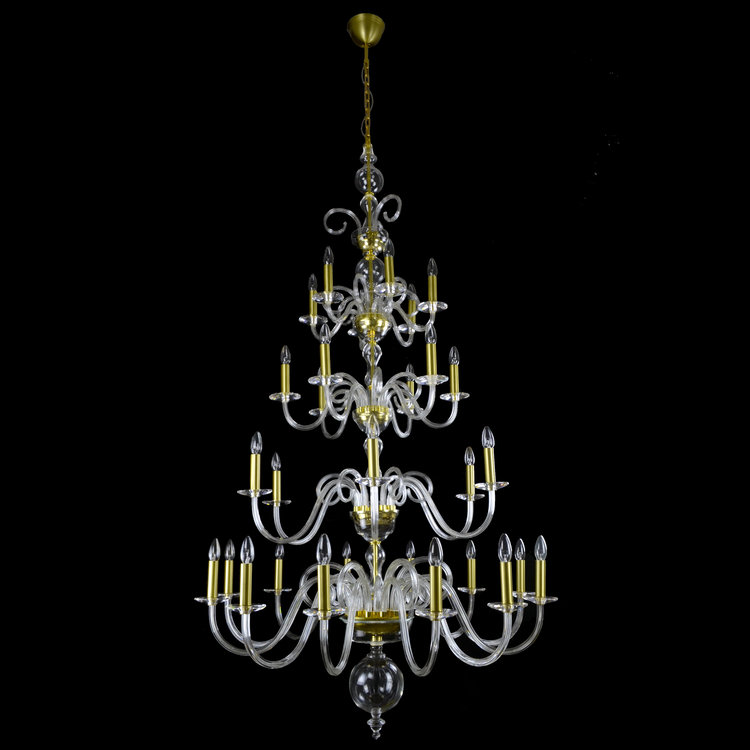 Grand lustre baroque cristal Bohême Wranovsky Pompe 42 lumières