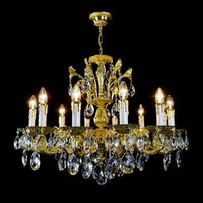 Lustre en laiton et cristal de Bohême Wranovsky Lyra