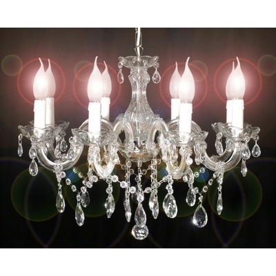 Lustre restaurant en verre style baroque 8 feux Otrante