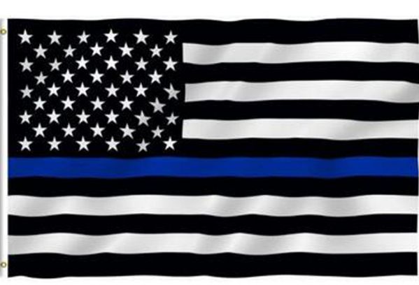 Drapeau des Etats Unis noir et blanc hommage aux forces de police