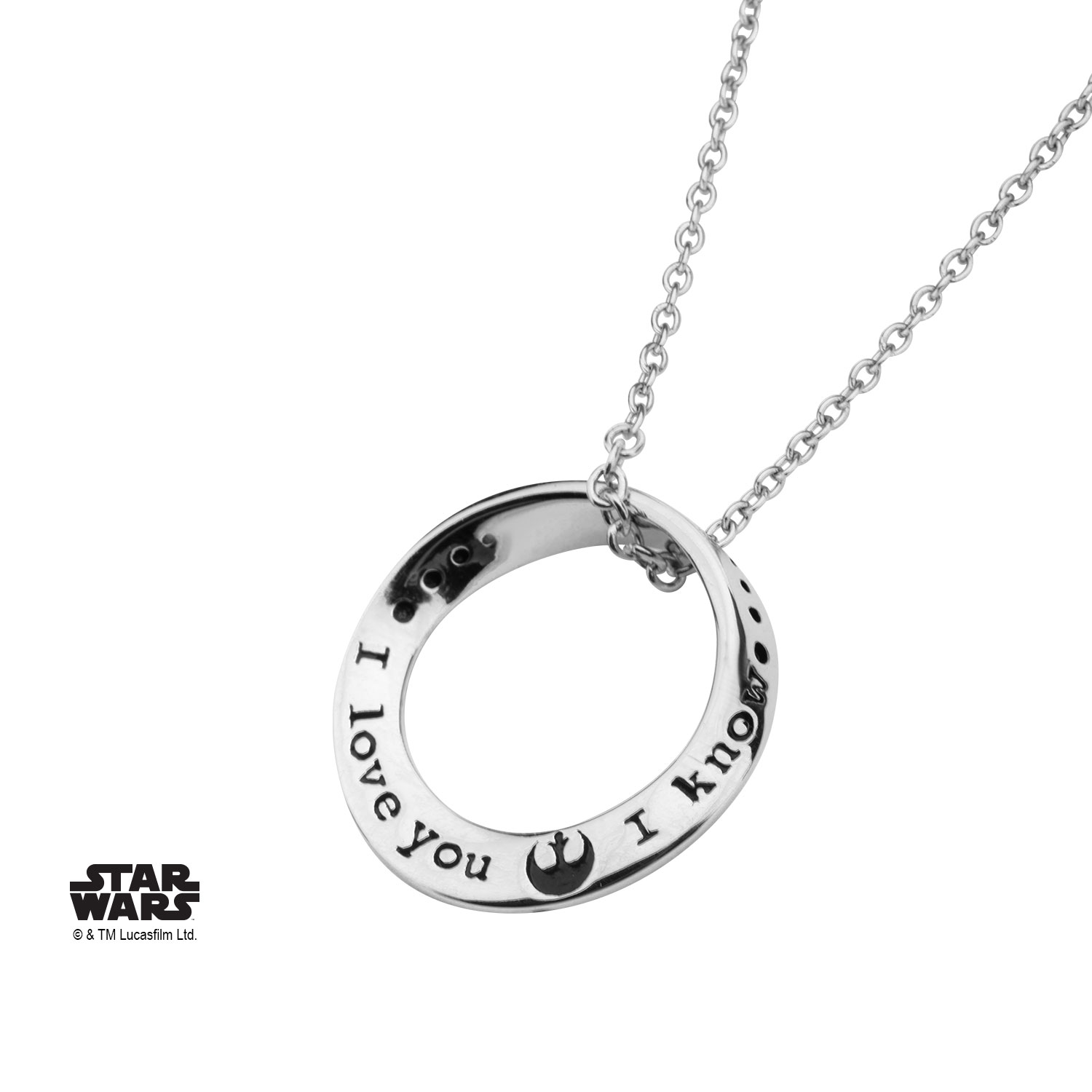 Collier Star Wars I love you I know en argent